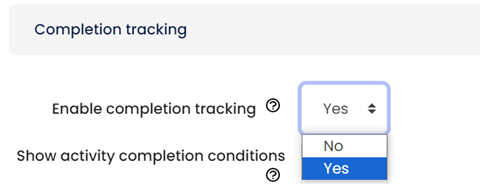 Moodle - Settings - Enable Completion Tracking